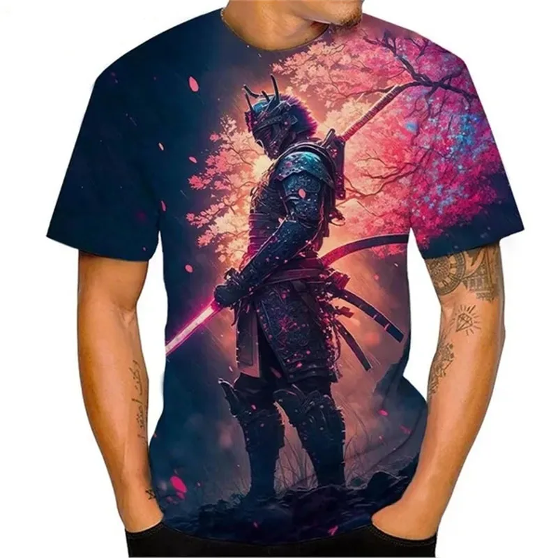 New T-Shirts Japanese Samurai 3D Printed Men Women Fashion Streetwear Oversized Short Sleeve T Shirt Male Tees Tops Man Clothing