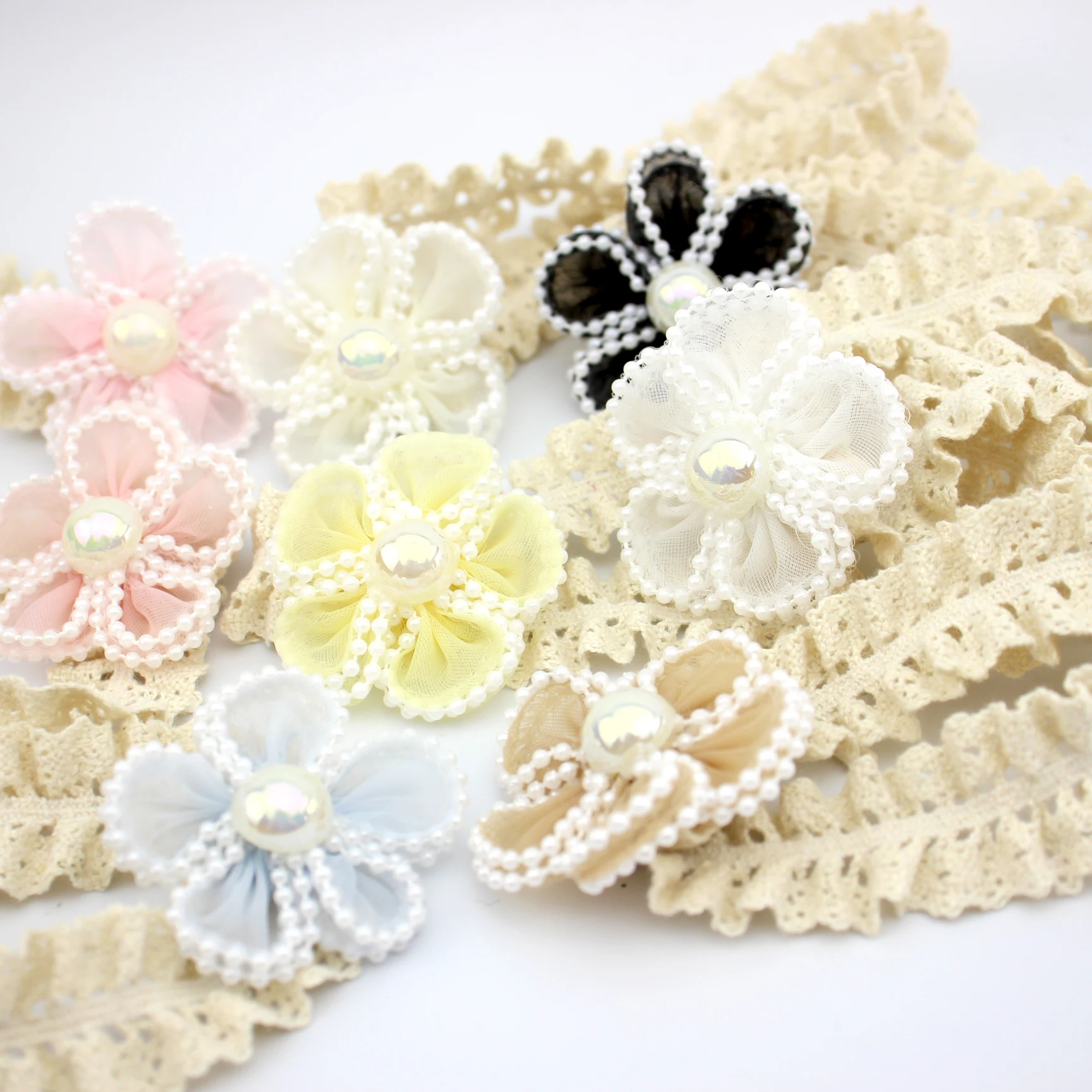 Lace Headband Mesh Flower Baby Girl Princess Children Pearl Headband Large Pearl Flower Headband Infant Photoprop Korea Hairband