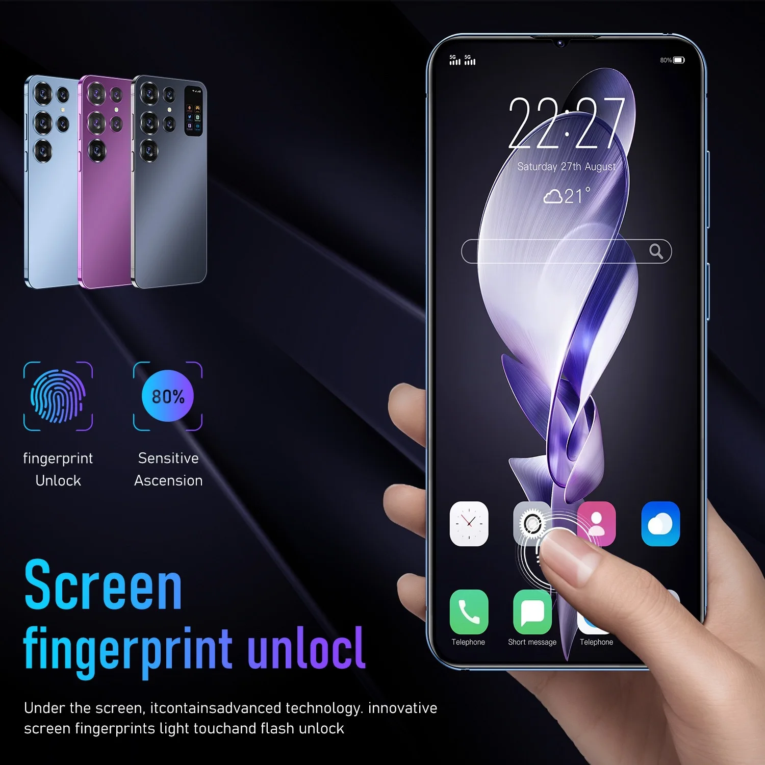 S24 Ultra New Smartphone 7.0 Inch  Android 13 16GB+1TB 7000mAh 48MP+72MP Global Version 5G Fingerprint unlocking Dual SIM Phone