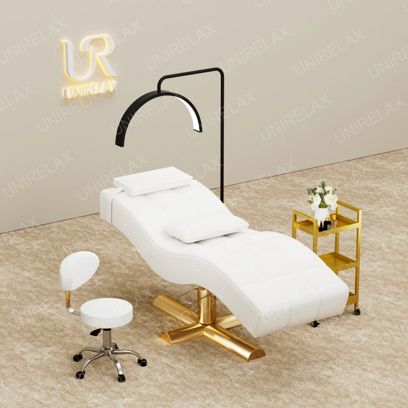 Unirelax Modern Luxury Lash Bed Beauty Facial Massage Bed Salon Lash Bed with Barber Equipment Set Custom