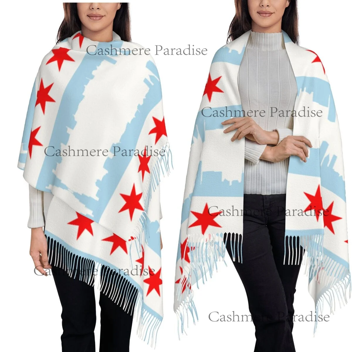 

City Of Chicago Flag Warm Shawls Wrpas Men Women Custom Large Scarves Winter Luxury Brand