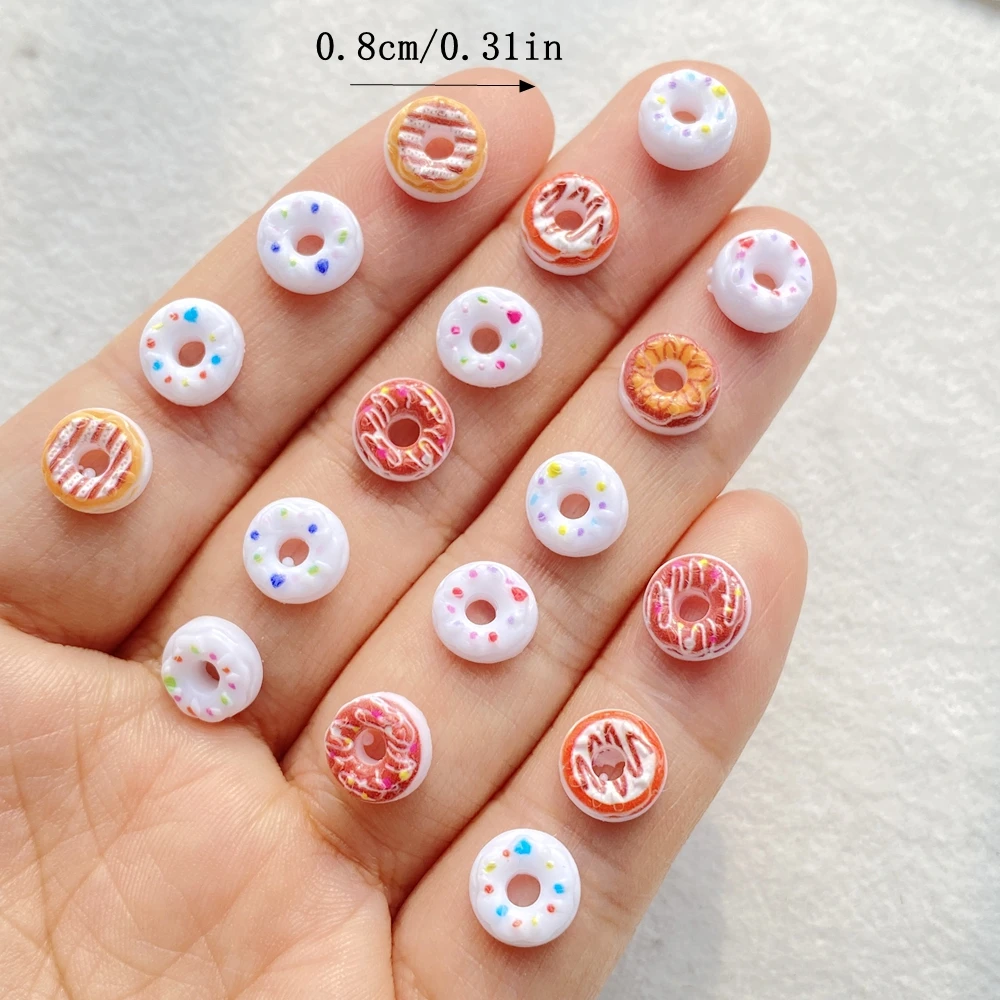 50Pcs Mixed Colorful Chocolate Donuts Nail Art Flat back Rhinestone Bead Scrapbook DIY Manicures Appliques Accessories Crafts