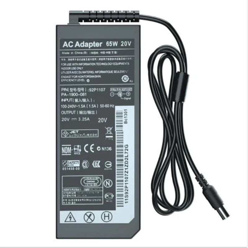 20V 3.25A 7.9x5.5mm 65W Laptop AC Power Adapter Charger For IBM Lenovo B490 B590 V580 X200 X210 X220 X230 R400 R500 T410 T410S