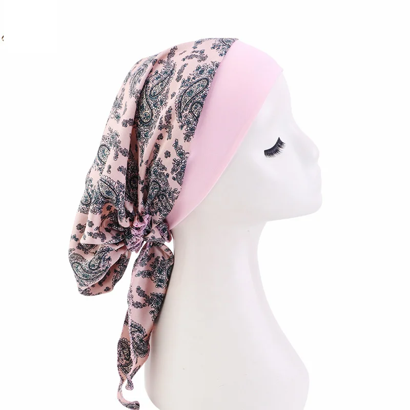 New printed Elastic Women Inner Hijab Hat Muslim Turban Caps Cancer Chemo Caps Bonnet ladies Under Hijab caps Turbante Mujer