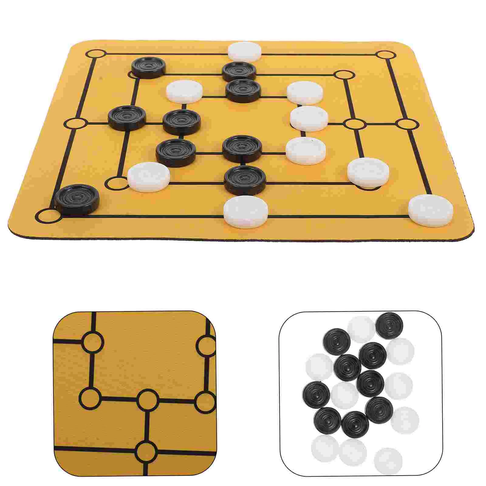 1 Set Portable Home Chess Board Game Nine Mens Morris Board Game Family Game Tabletop Entertainment Game Board Desktop Chess Boa