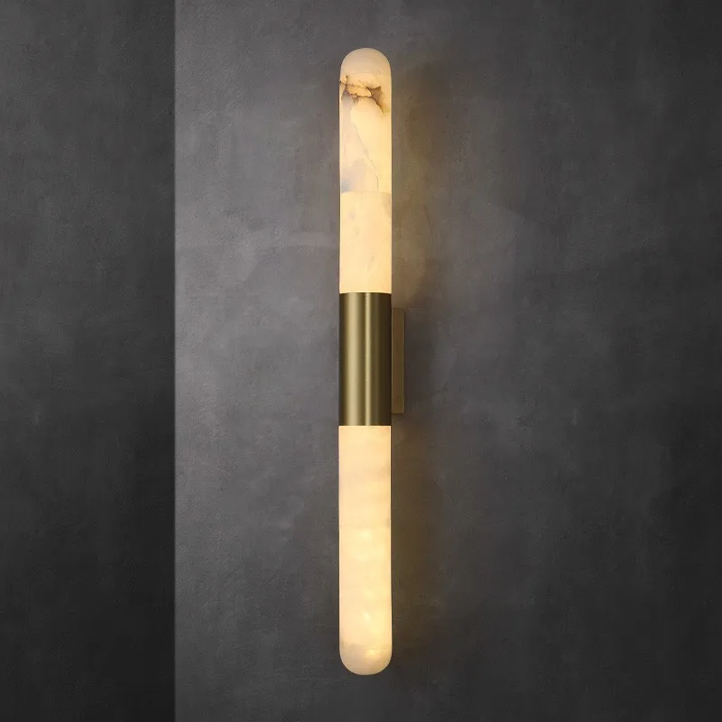 Modern Luxury Real Marble Wall Lights Copper LED Sconces Decoration Home Bedroom Villa Dining Room Living Room Lighting Fixtures