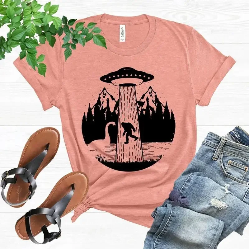 Sasquatch T Shirt Loch Ness Monster Spaceship Hiking Cool Animal Strong Gorilla Mountain Dad S