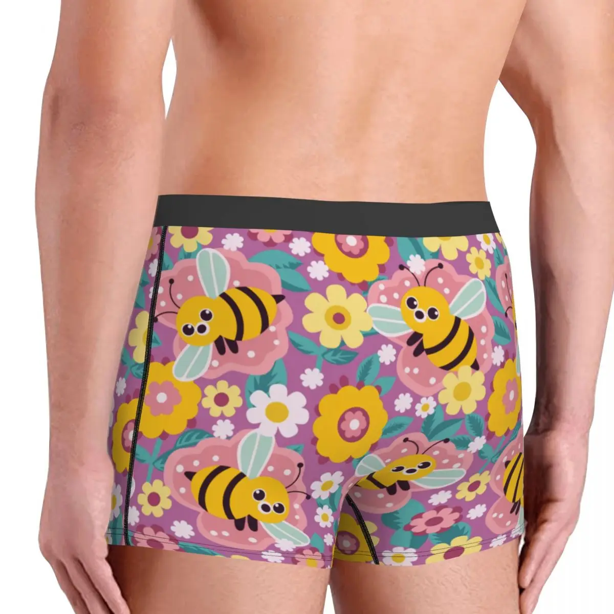 Custom Male Fashion Cute Bees Flower Pattern Underwear Boxer Briefs Men Breathable Shorts Panties Underpants - view 4