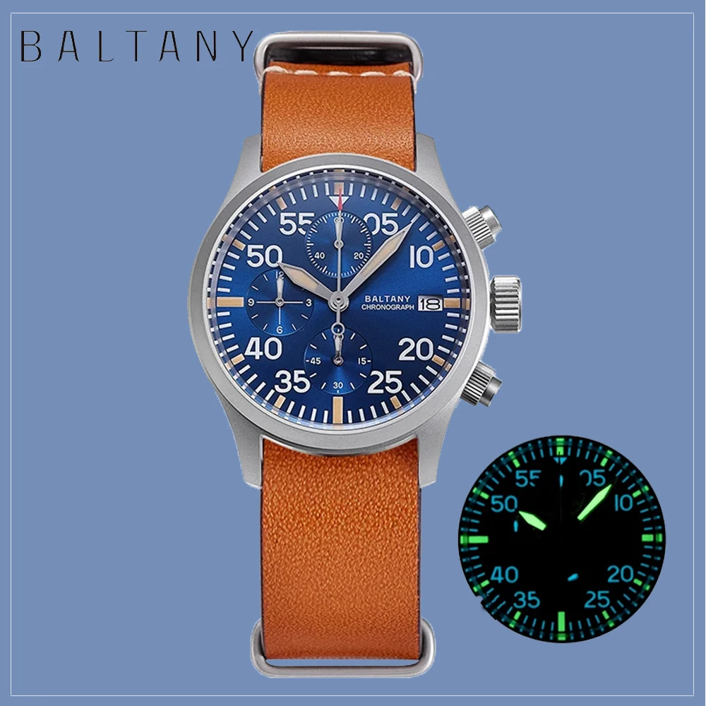 

Baltany Vintage 39MM Military Wristwatches S205045 Luxury Quartz Watches Sapphire tainless Steel with Calendar Window Watch