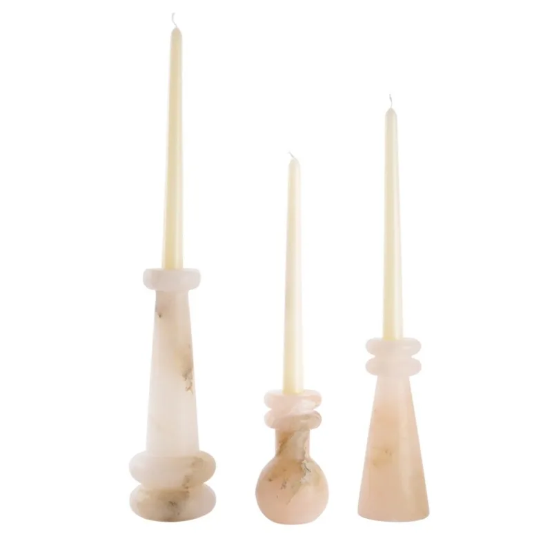 Modern Simple Light Luxury Spanish Marble Creative Candlestick Model Room Sales Office Desktop Geometric Candlestick