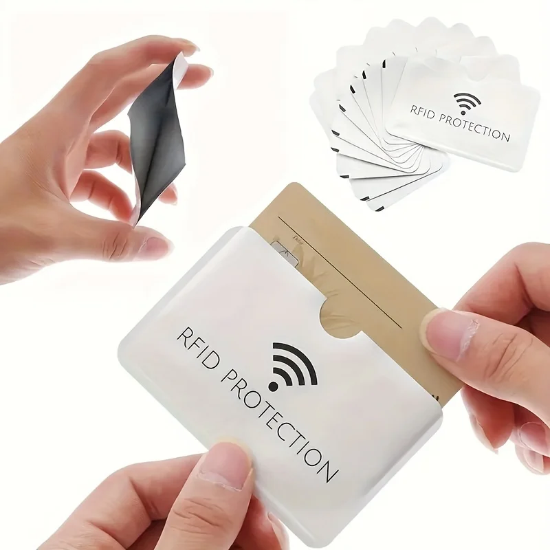10/30/50pcs Aluminium Smart Rfid Blocking Bank Sleeve Wallet, RFID Protection Simple Card Holder