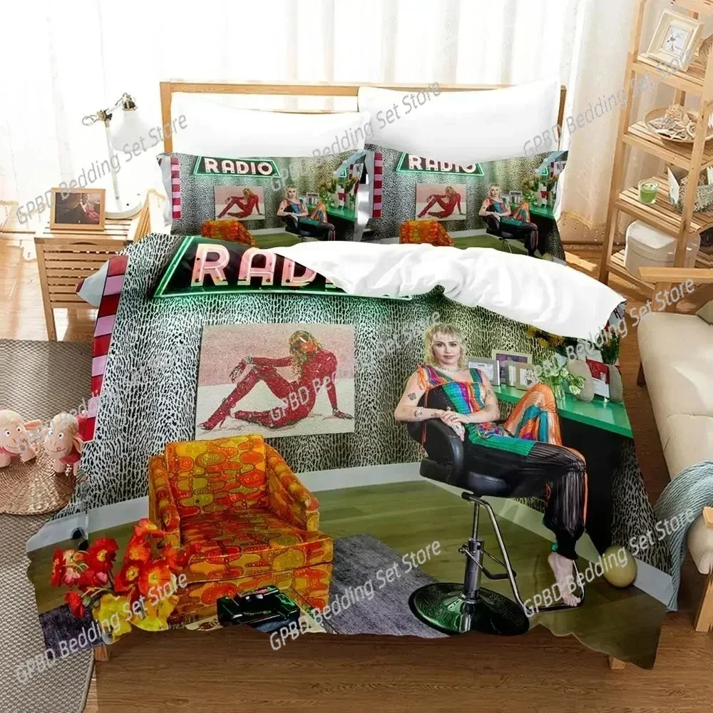 

Singer Miley Cyrus 3D NEW Duvet Cover Pillowcase Bedding Set Adult Boy Girl Bedroom Decoration Children Single Double Large