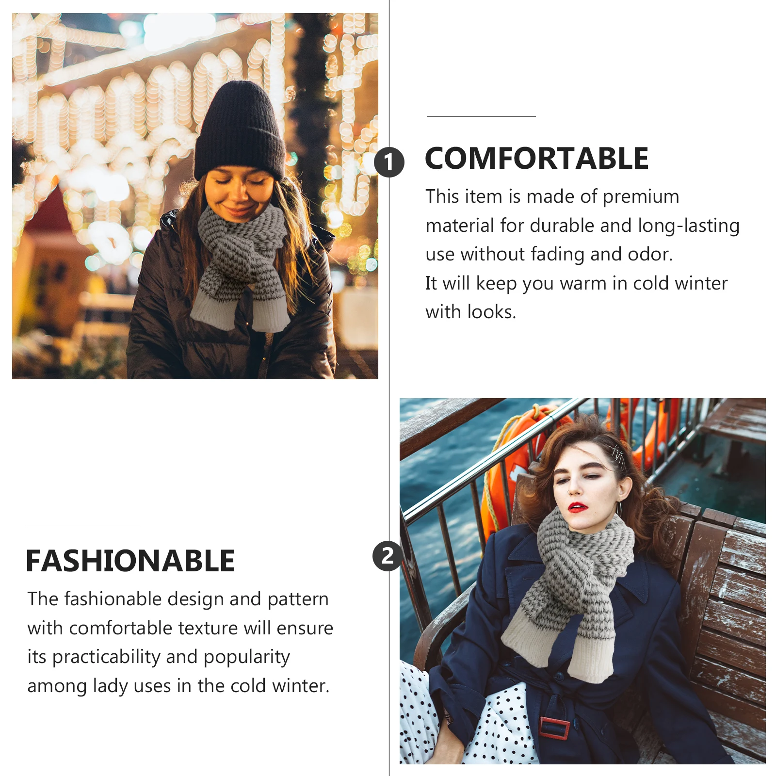 Mohair Winter Scarf White Long Warm Lady Wrap Shawl Plaid Soft Comfortable Texture Keep Warm Cold Season Scarf