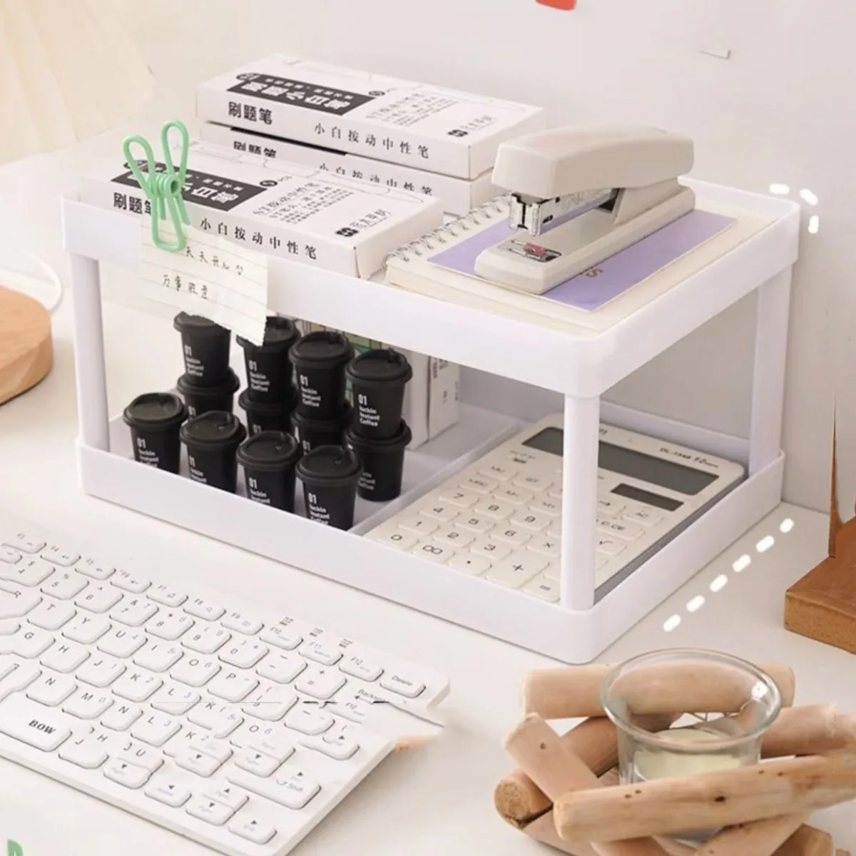 Multifunktionale Desktop Kosmetische Lagerung Rack Büro Lagerung Box Organizer Schreibwaren Sortierung Rack Doppel-schicht Lagerung Rack – Detail 6