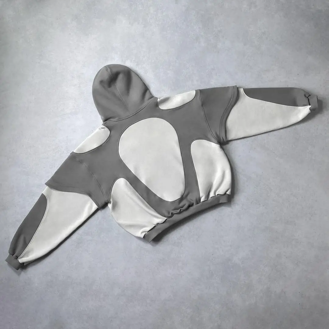 2025 European and American style Y2K retro contrasting color street trend hoodie for men and women, loose fitting pullover, embr