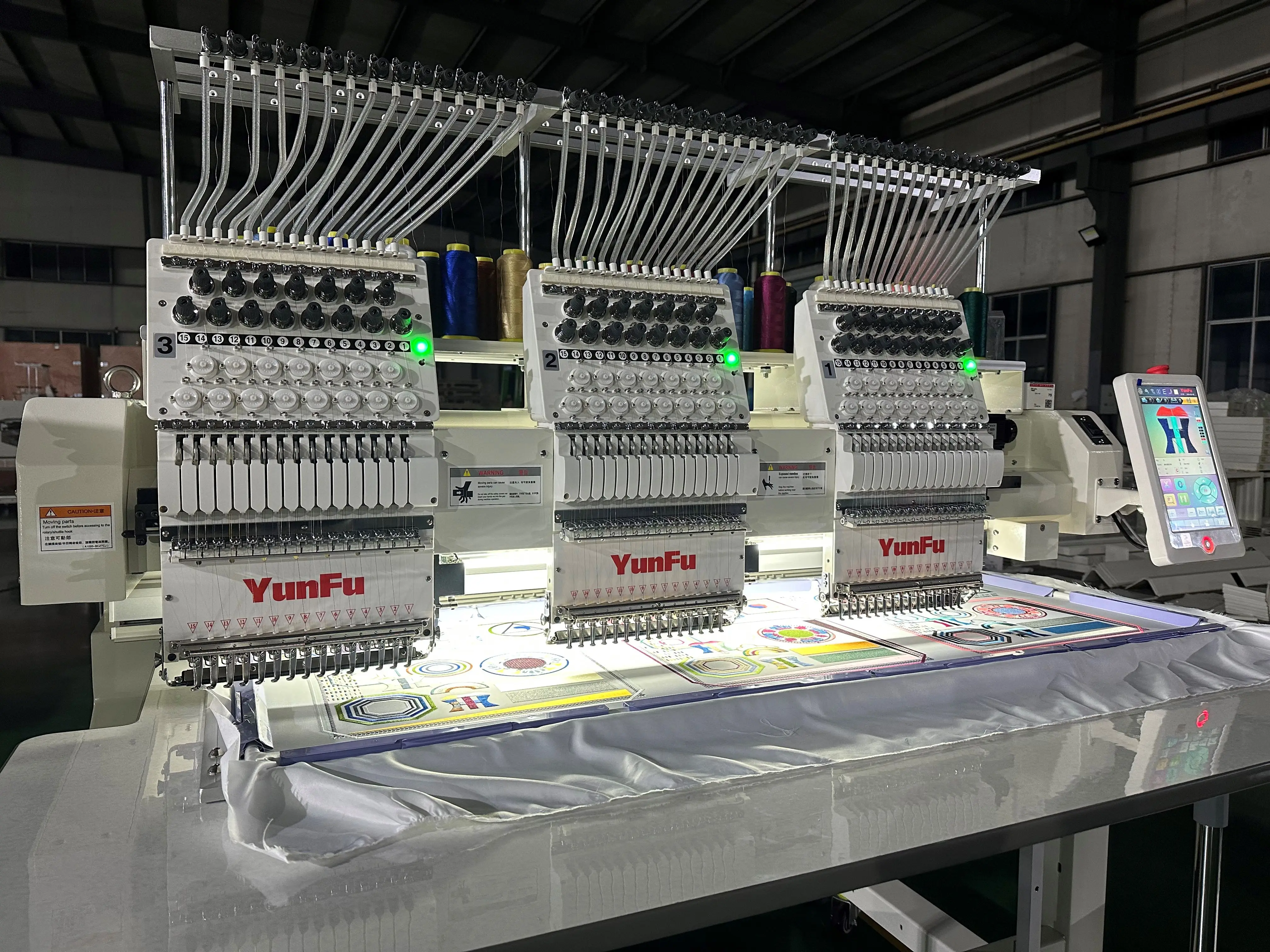 High Efficiency 12/15 Needle 3 Head Computer Embroidery Machine for Caps & Apparel