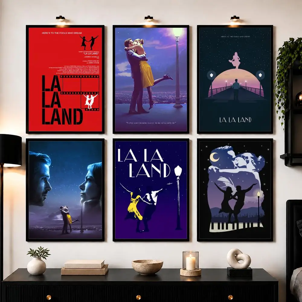 L-LA LA LAND Retro Poster Wall Art Sticker For Living Room Bedroom Bar Home Decor Mural Painting Decoration