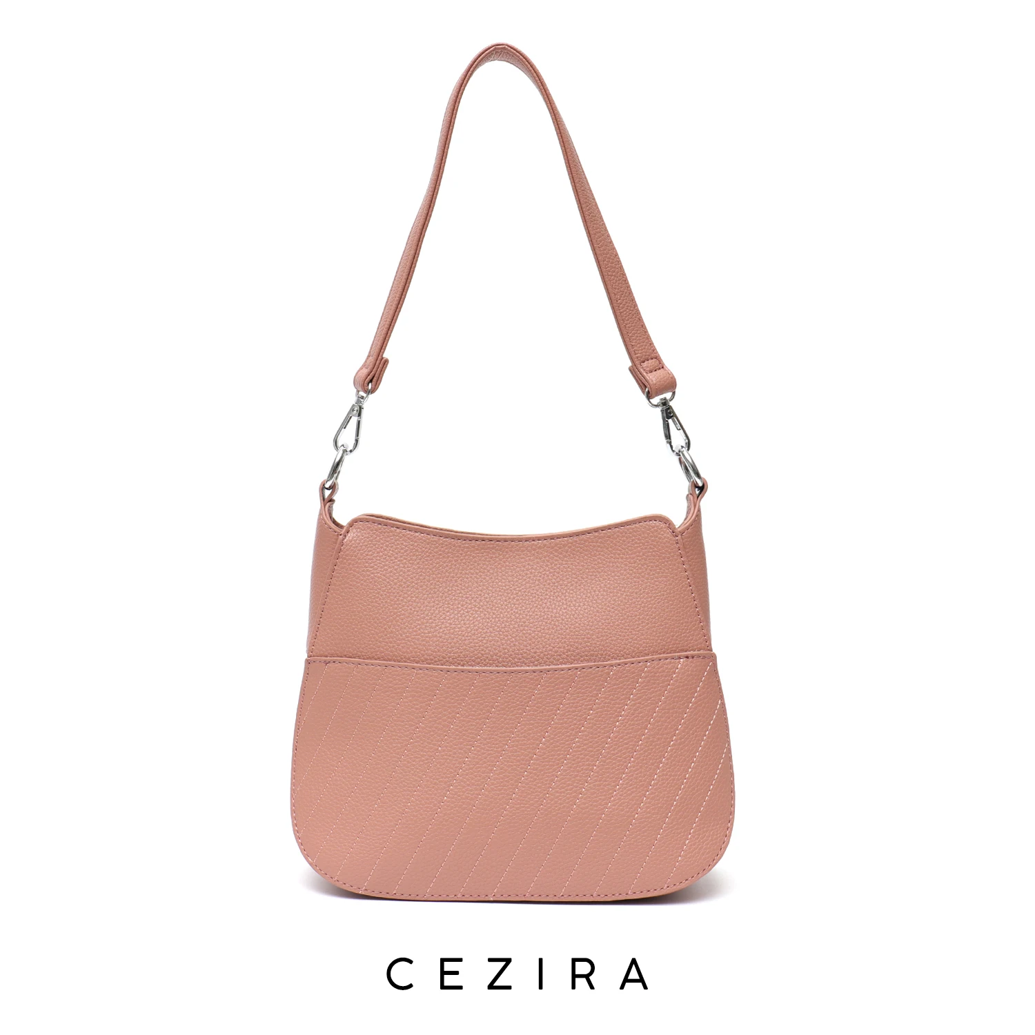 

CEZIRA Daily Fashion PU Vegan Leather Shoulder Underarm Bag Women Luxury Thread Crossbody Hobo Handbag Multi Pocket Casual Purse