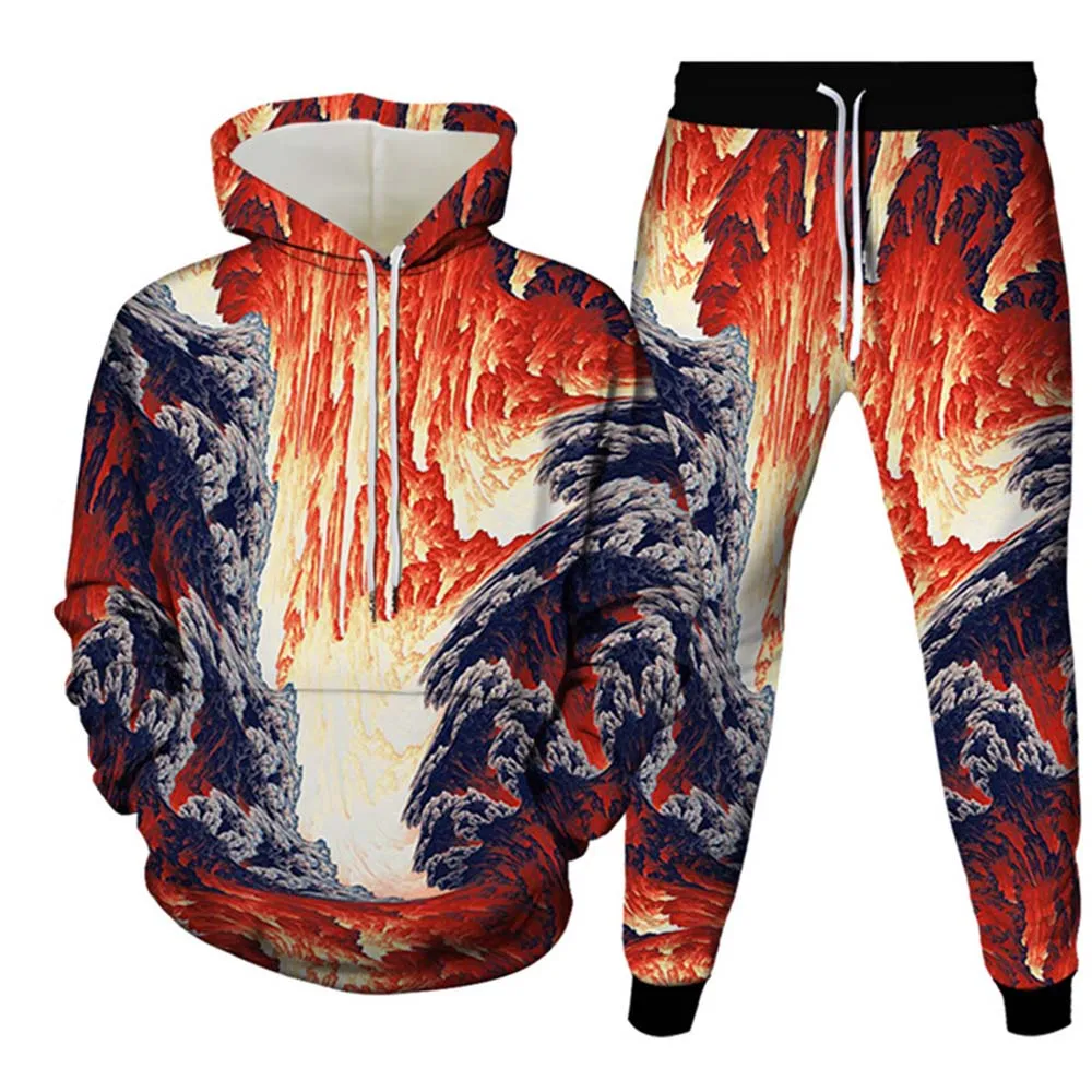 2023 Kleurrijke Vortex 3d Print Mannen Vrouwen Trainingspak Sets Mode Hoodie En Broek 2 Stuks Sets Oversized Pullover Casual Mannen Kleding