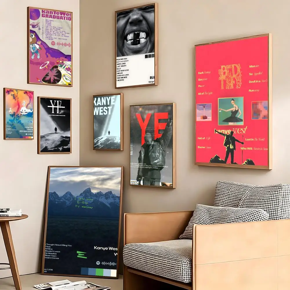 K-Kanye West Album Cover Poster Pegatina artistica HD autoadhesiva impermeable para salon dormitorio