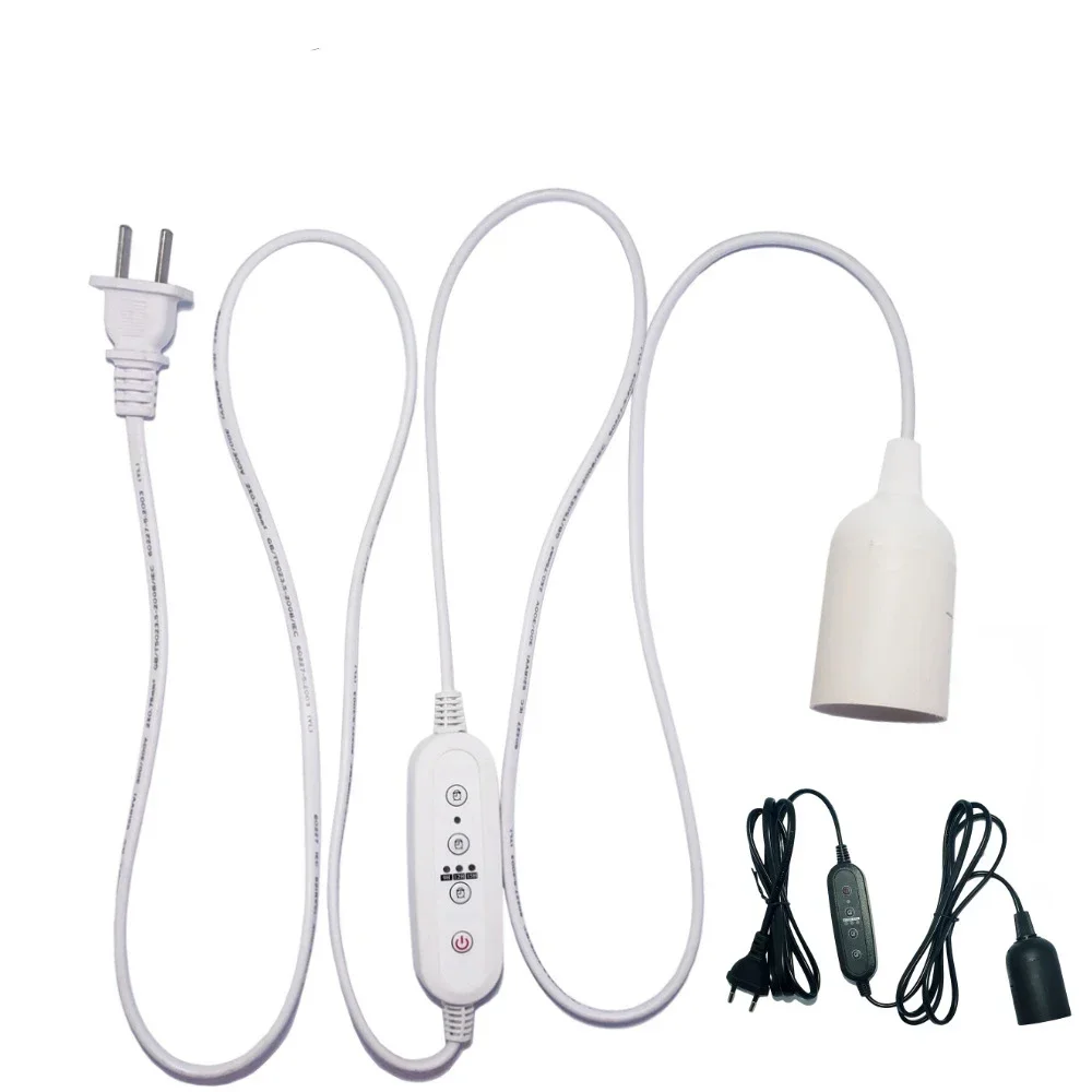 E27 Pendant Light Socket Hanging Lantern Extension Cord Cable With Holder With 3 Time Settings, ON/OFF Switch,2M/5M ,Black White