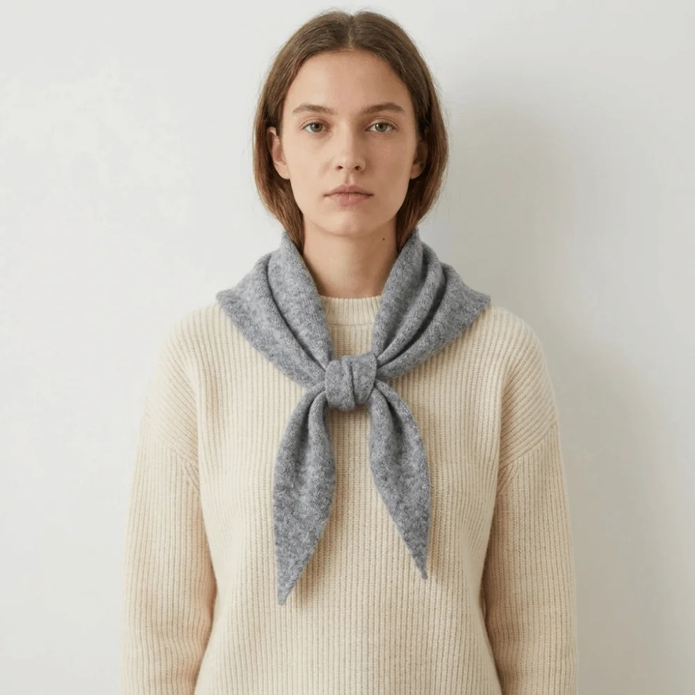 Fashion Solid Color Knitted Triangle Scarf Wool Striped False Collar Neck Wraps Neck Guard Cross Neckerchief Women