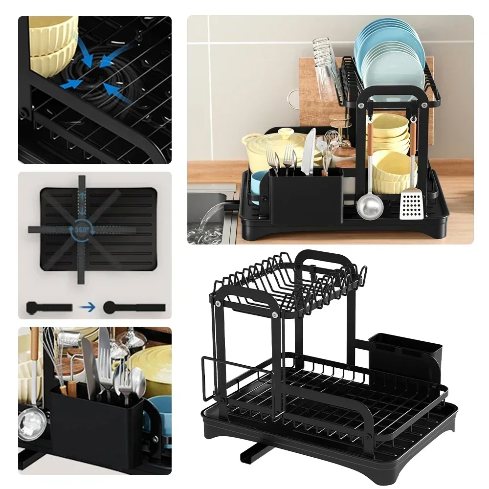 

Dish Bowl Drainer Storage Rack Kitchen Dish Drying Rack with Drain Basket Countertop Dinnerware Organizer Drainboard