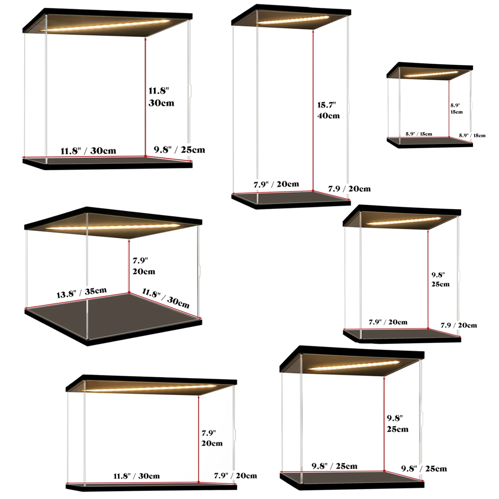 Acrylic Display Case with Door Acrylic Display Box for Action Figures w/h Light,Display Stand Dustproof Showcase for Collections