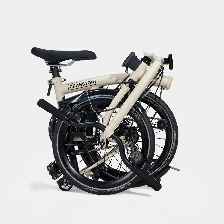 

CRANSTON P4 Lvory White S/Y Bar 16Inch Portable Folding Bike 4-Speed Three Folding Bicycle Double V Brake Leisure Travel Bike