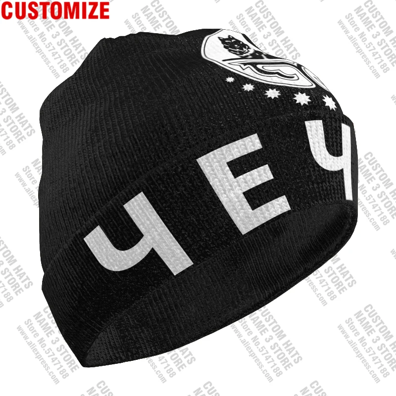 Chechnya Knitted Hat Custom Name Winter Cold Pullover Rossiya Chechen Flag Grozny Gudermes Warm Russian Russia Cap Argun Beanies