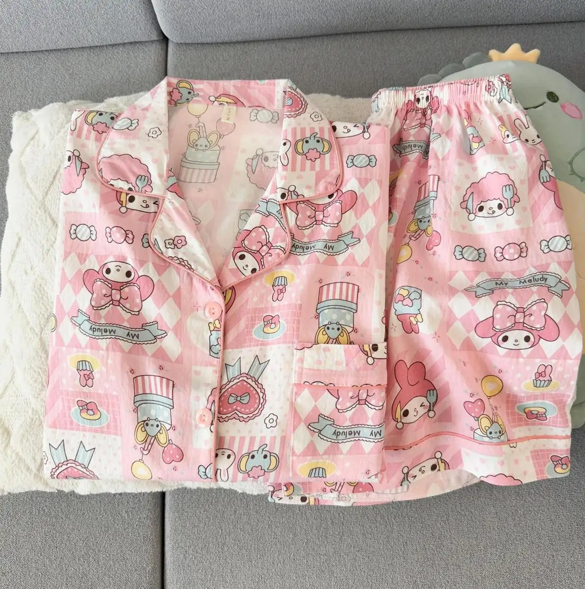 Summer Melody Sweet Cotton Sleepwear Set Sweet Cartoon Loose Comfortable Home Clothes Y2K Women's Sleepwear Cool and Breathable