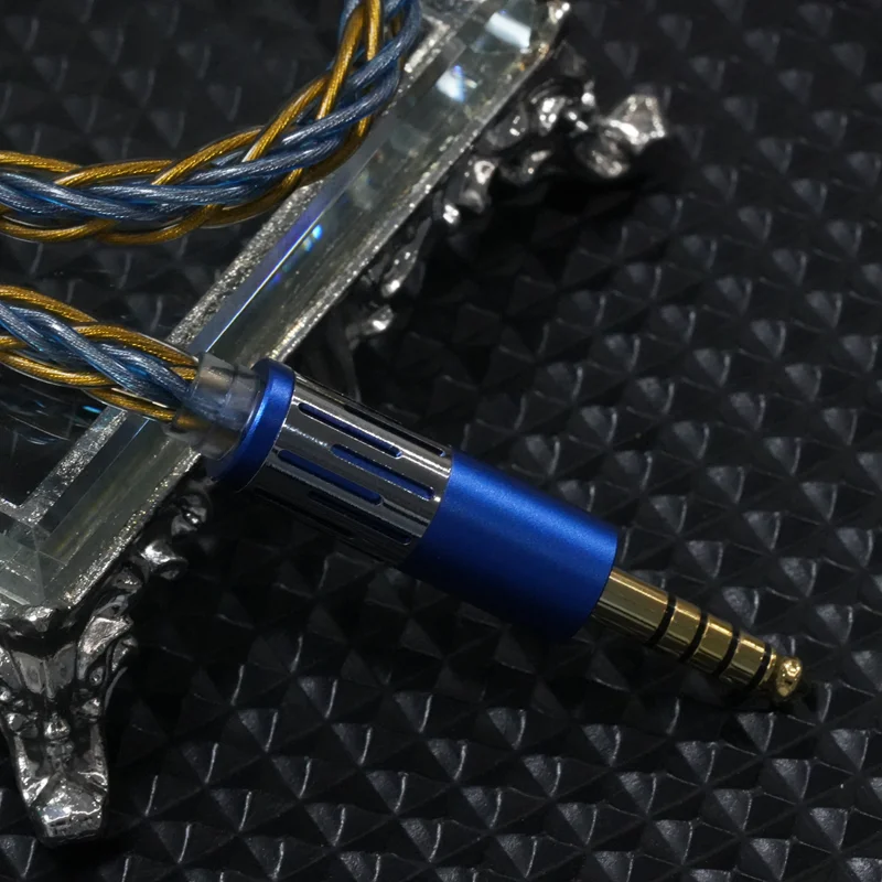 XINHS X26 Cable de actualización de auriculares chapado en plata de cobre y cristal único azul amarillo de 8 núcleos 0,78 2 pines/HD650/IE900/MMCX