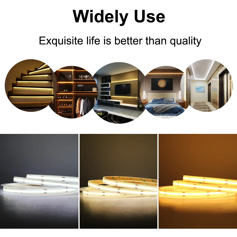 LED Strip Light IP68 Waterproof COB Led strip 12V 24V Fita LED Tira Lights Strip for Sauna Room Outdoor Lighting COB LED Strip