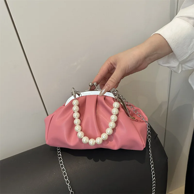 

2025 New Niche Wrinkled Crossbody Bag for Women Mini Drawstring Shoulder Purse Small Top Handle Bag Compact Clutch Handbag