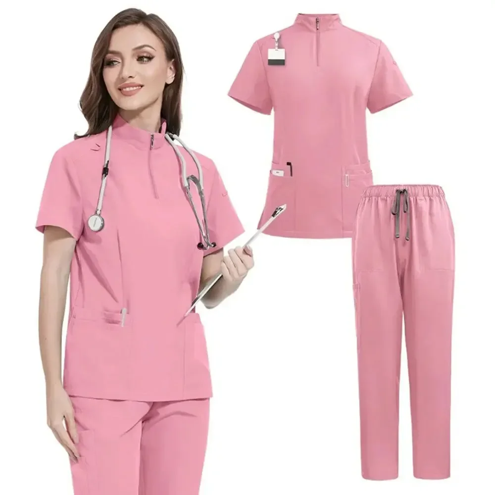 

2024 Stretchy Quick-drying Ventilate Hospital Nurse Uniform Medical Uniforms Dental Surgeon Scrubs Split Hand Wash Set