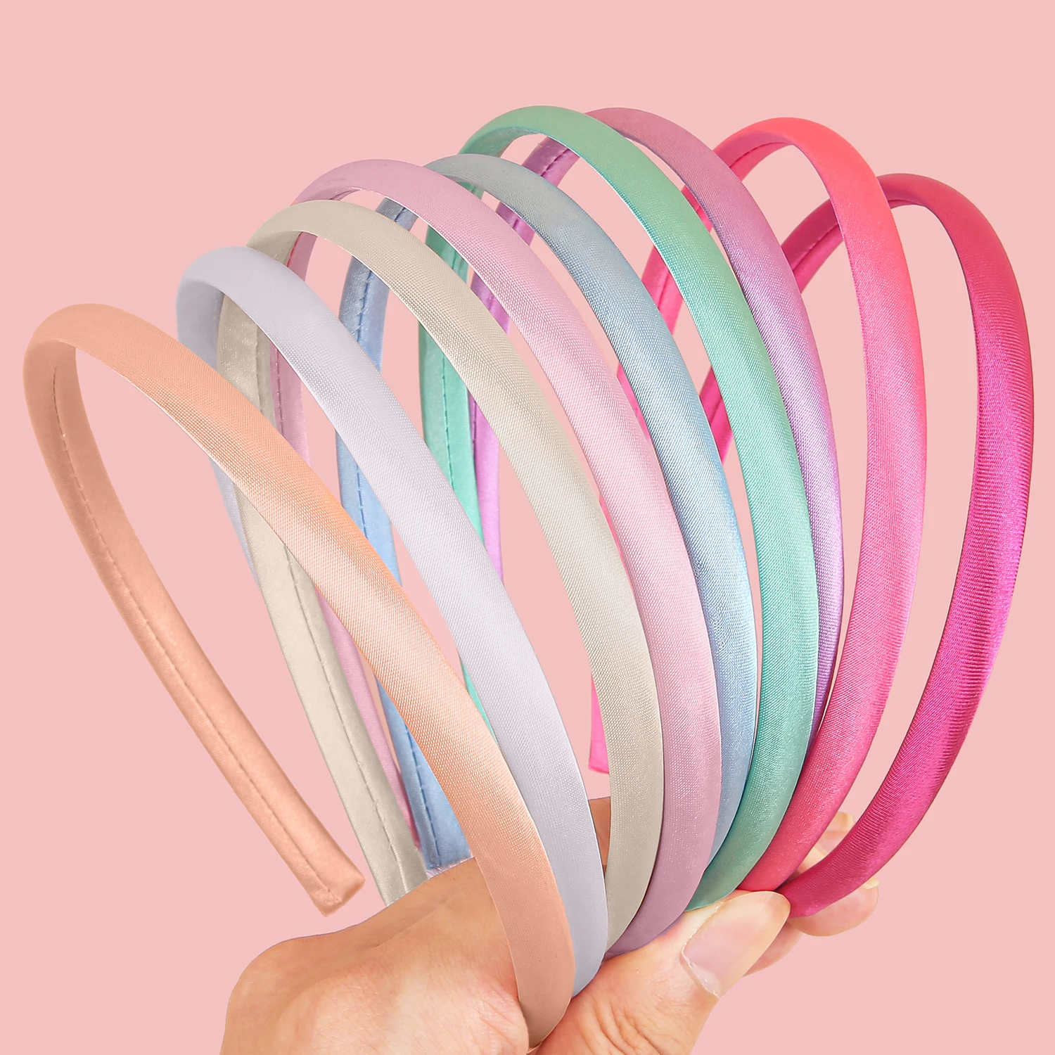 أربطة رأس من الساتان البلاستيكي للنساء والفتيات ، ربطة رأس مانعة للإنزلاق ، إكسسوارات شعر يدوية الصنع ، أربطة رأس ذاتية الصنع ، موضة للأطفال ، 9: 49: 27