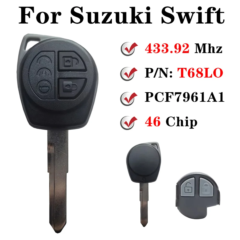 For Suzuki Swift T68L0 37145-71L20 37145-71L2 2 Button 433.92MHz ID46 PCF7961A Chip Remote Replacement Control Key Fob