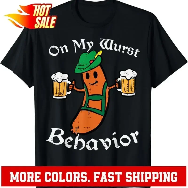 Oktoberfest On My Wurst Behavior Funny German Unisex T-Shirt