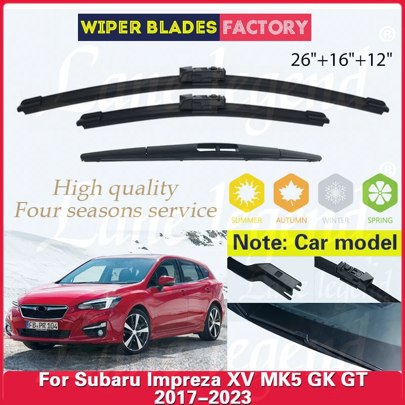 

For Subaru Impreza XV MK5 GK GT 2017 2018 2019 2020 2021 2022 2023 Front Rear Wiper Blades Windshield Windscreen Car Accessories