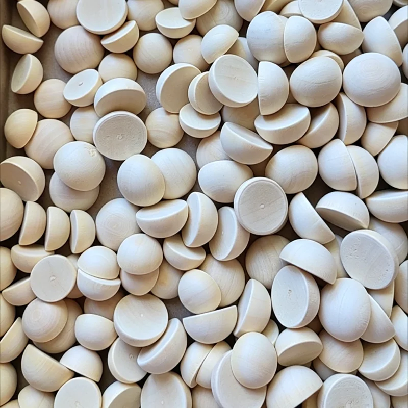 10/12/15mm~100mm Half Wooden Beads Unfinished Natural Half Round Wood Balls Beads DIY Kids Arts and Craft Accessories Decoration