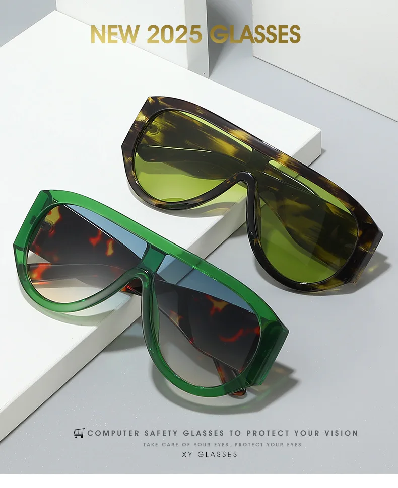 Luxus Pilot Sonnenbrille Frauen Marke Design One Piece Shades Großen Rahmen Sonnenbrille Gelbe Linse Brillen Weibliche Shades – Detail 2