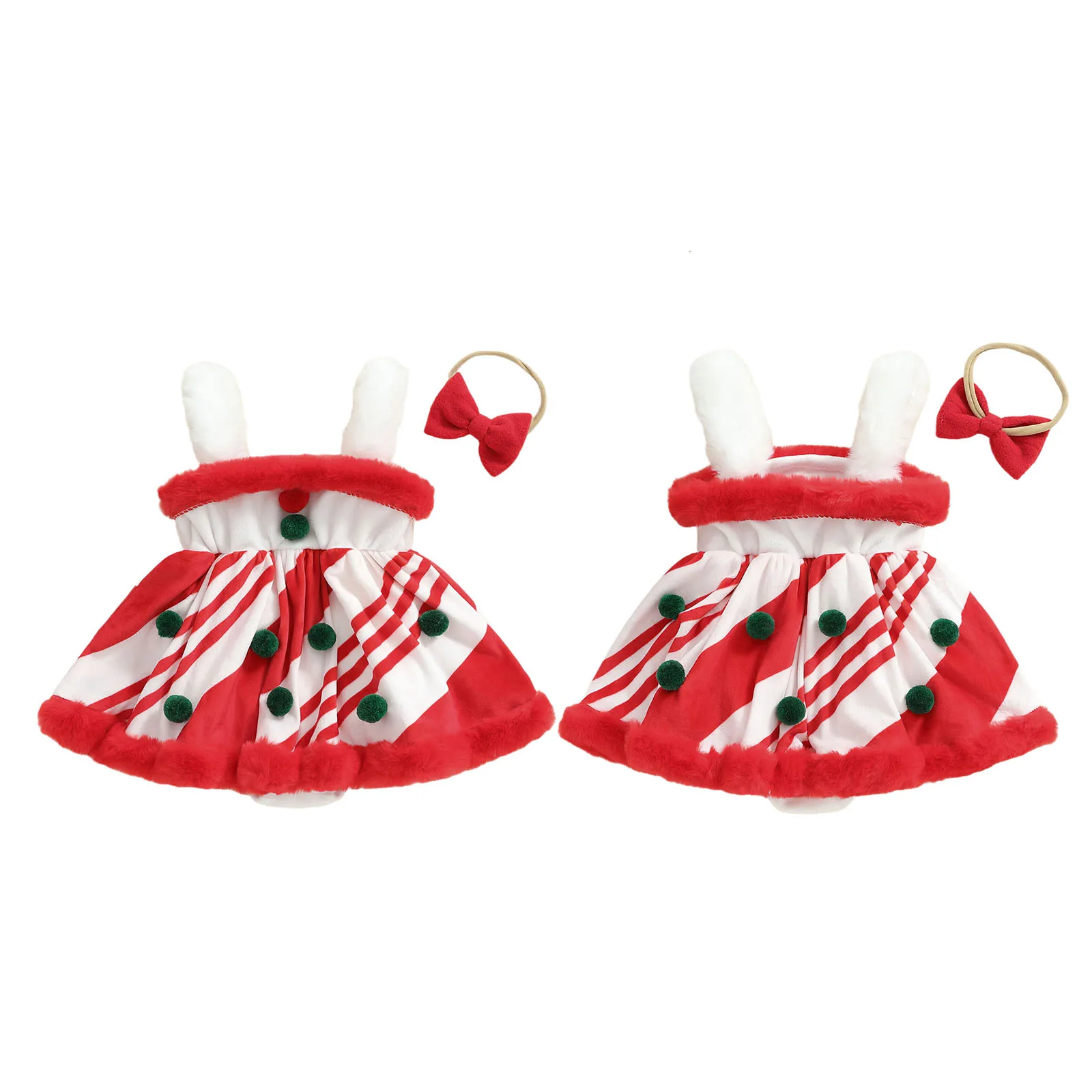 طفلة عيد الميلاد الزي طويلة الأكمام ساحة طوق الزنجبيل رجل رومبير فستان القوس عقال 2 قطعة مجموعة #3