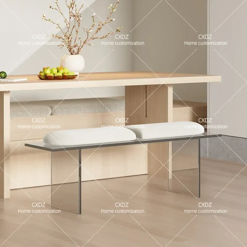 Modern Acrylic Bench Shoe Change Stool Simple Luxury Dining Chair High End Bedside Long Stool for Home Doorway Entryway