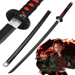 Cosplay Kamado Tanjiro Iblis Avcısı 41 inç Katana Silah Kılıç Rol Oynayan Anime Ahşap 104 cm Prop Modeli