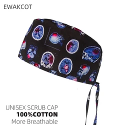 New X-ray Brain Printed Surgical Cap Women Men Working Scrub Hat Unisex Medical Nurse Doctor Nursing Operating room Surgeon Caps