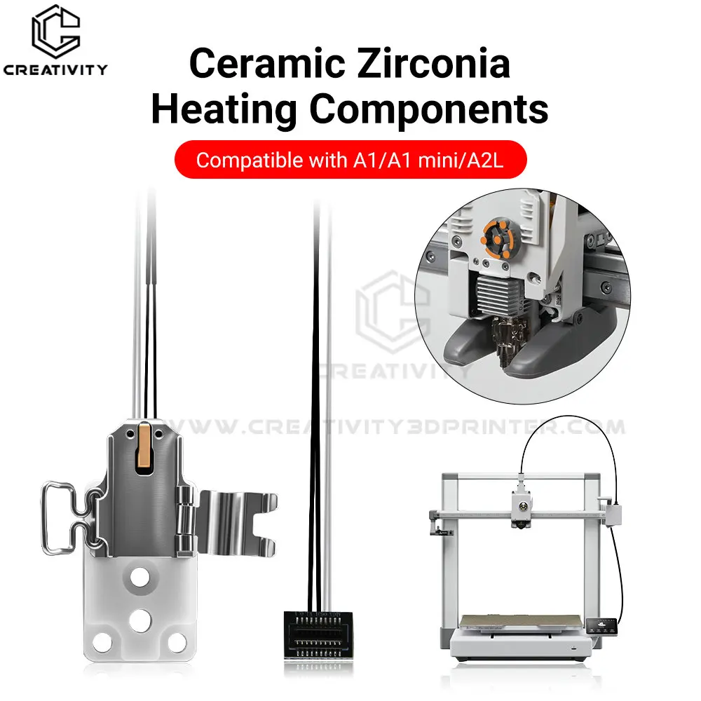 Upgraded Zirconia Ceramic Hotend Heating Assembly Tool Free Extruder Heating Parts for Lab A1/A1 Mini/A2L 3D Printer Accessories