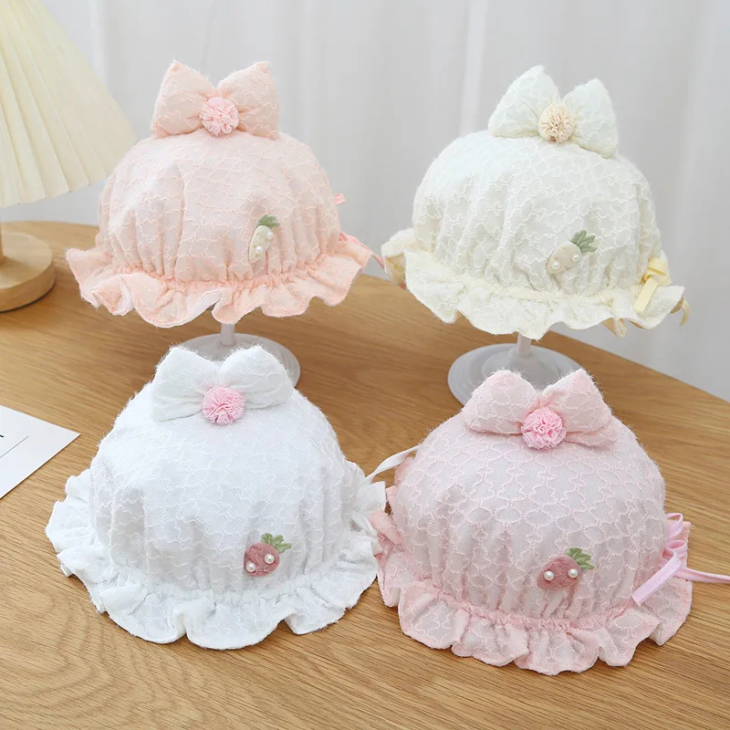 

Lace Ruffle Baby Bucket Hat Sweet Bow Baby Boys Girls Sun Hat Summer Thin Infant Toddler Fisherman Cap