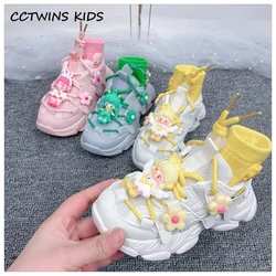 Grils Casual Sneakers 2022 Spring Summer Kids Fashion Sports Running Trainers Cute Cartoon Breathable Soft Sole Baby Socks Shoes