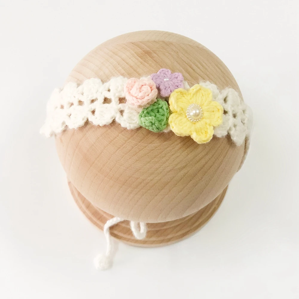 Handmade Knitted Newborn Girl Headband for Photography Props Flower Baby Girl Tieback Newborn Hairband Baby Hair Accessories