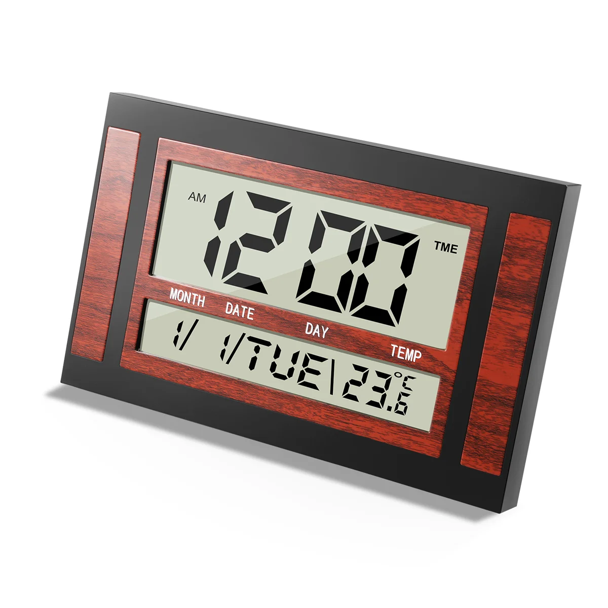 B74A Digital Wall Clock LCD Large Number Time Temperature Calendar Alarm Table Desk Clock Modern Design Office Home Black